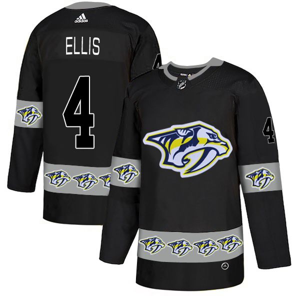 Men Nashville Predators #4 Ellis Black Adidas Fashion NHL Jersey